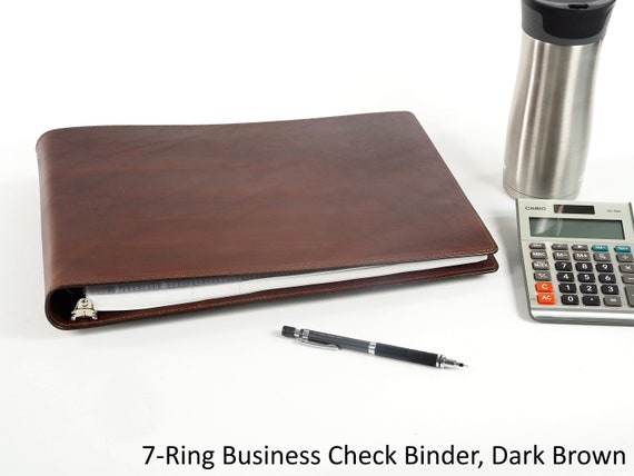 Leather 7 Ring BUSINESS SIZED Check Binder