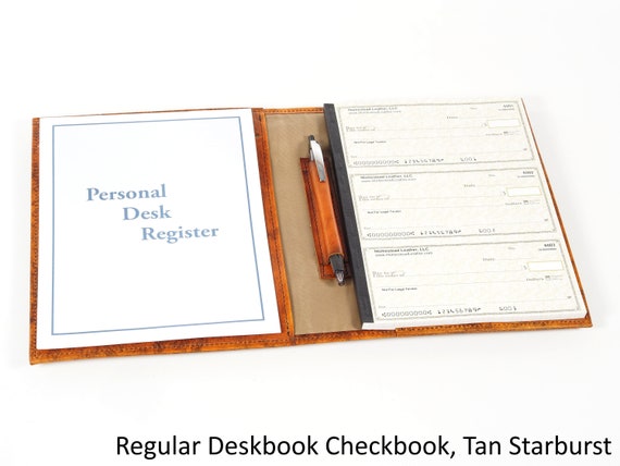 Leather 3 to a Page Deskbook Checkbook Cover - For Regular or Business Sized 3 to a Page Checks