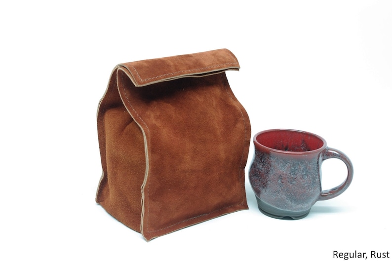 Leather Suede Lunch Bag Rust