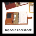 Leather TOP STUB Checkbook - with Optional Pen and Card Slots