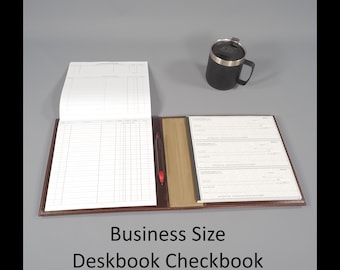 Leather BUSINESS Size DESKBOOK Checkbook Cover - For 3-to-a-Page Checks