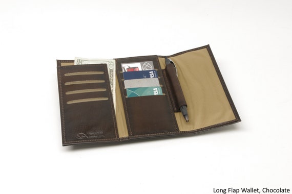 Leather Minimalist Long Magnetic Flap Wallet for Men and Women with Zipper Pocket