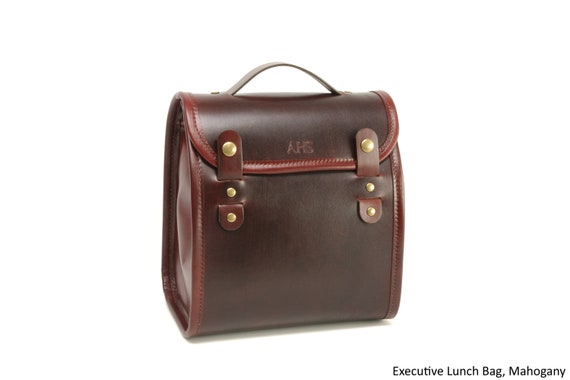 Executive Leather Lunch Bag with Waterproof Lining and Optional Insulation