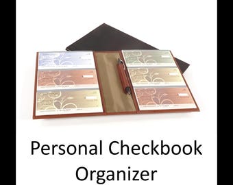 Leather Checkbook Organizer - 4, 6 or 8-Book for PERSONAL Size Checks