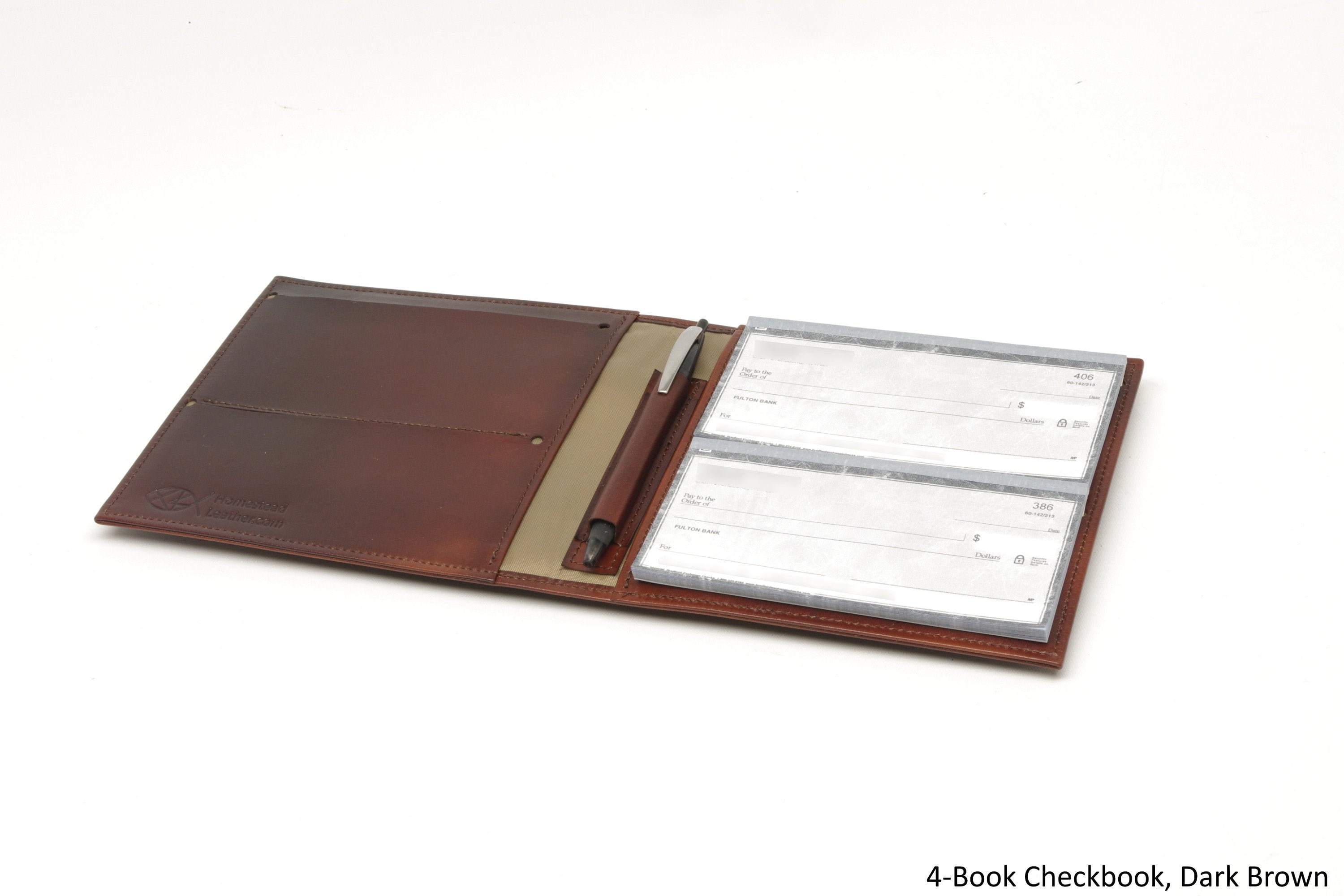 Leather 4Book Checkbook Cover Organizer, for Regular or Top Stub