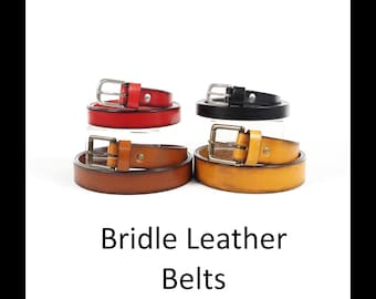 Bridle Leather Belt: Solid Brass HEEL BAR Buckle
