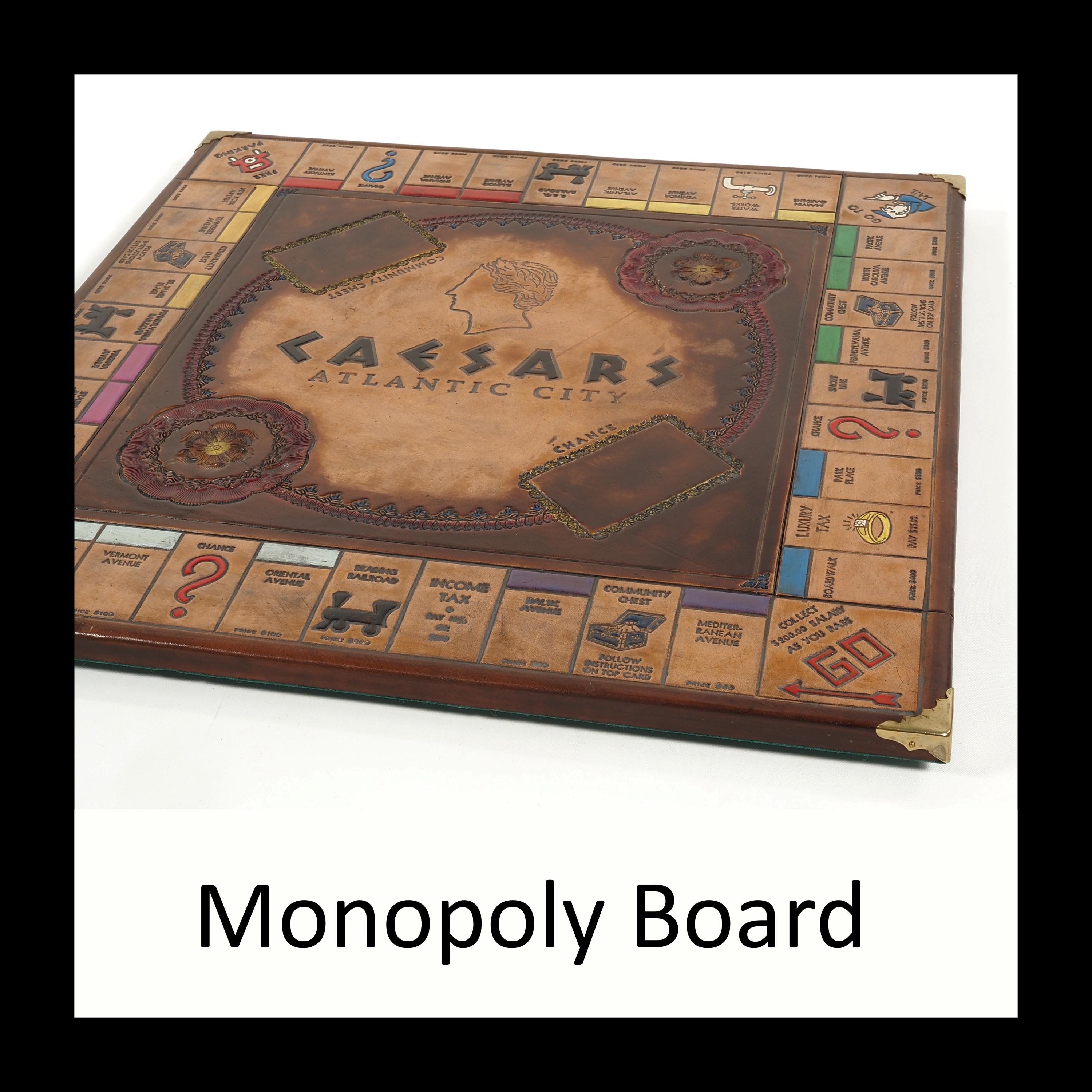 Hand Tooled Leather Monopoly Board - Caesars Atlantic City