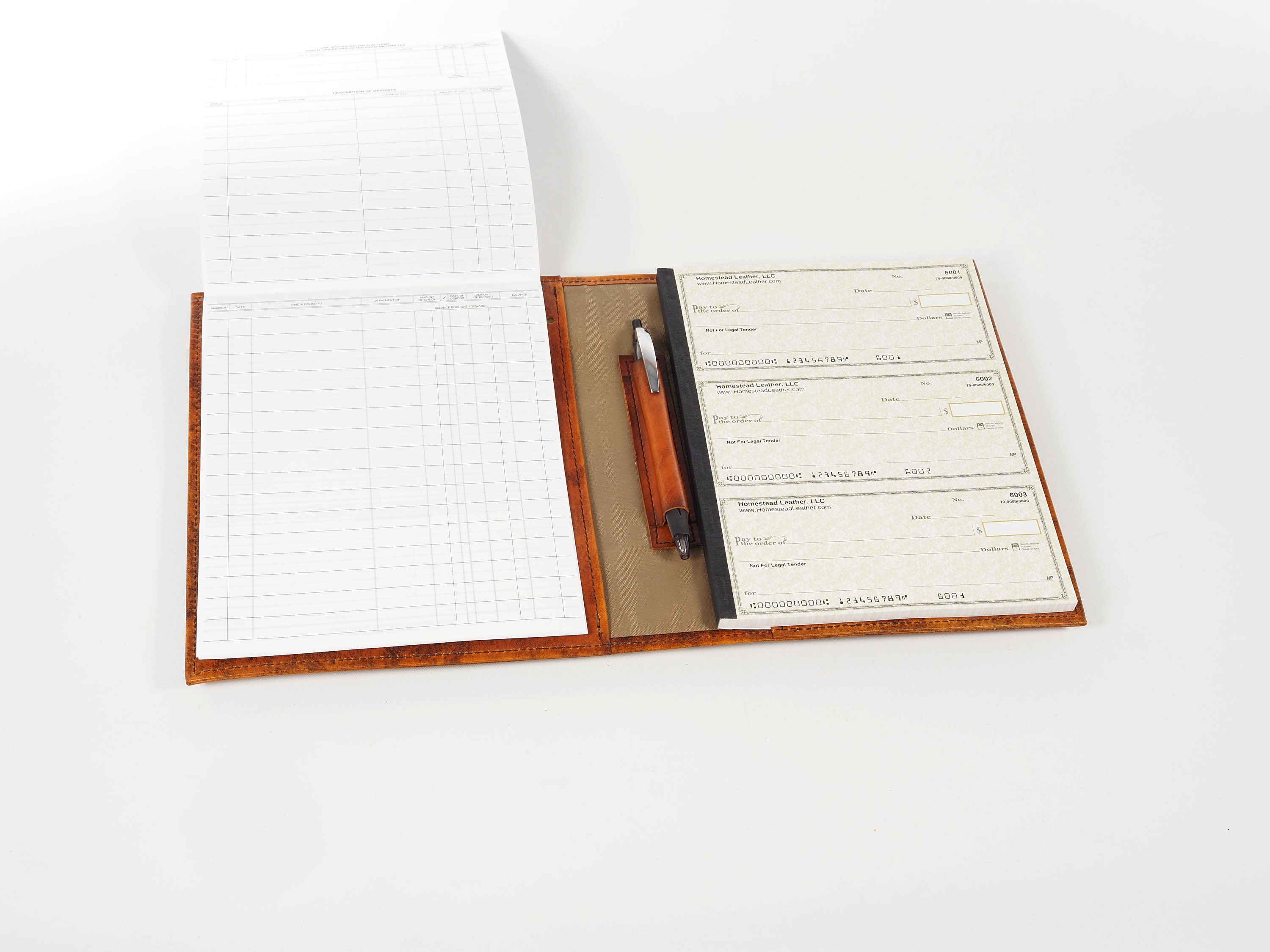 Leather Regular Sized 3 to a Page Secretary Deskbook Checkbook Cover