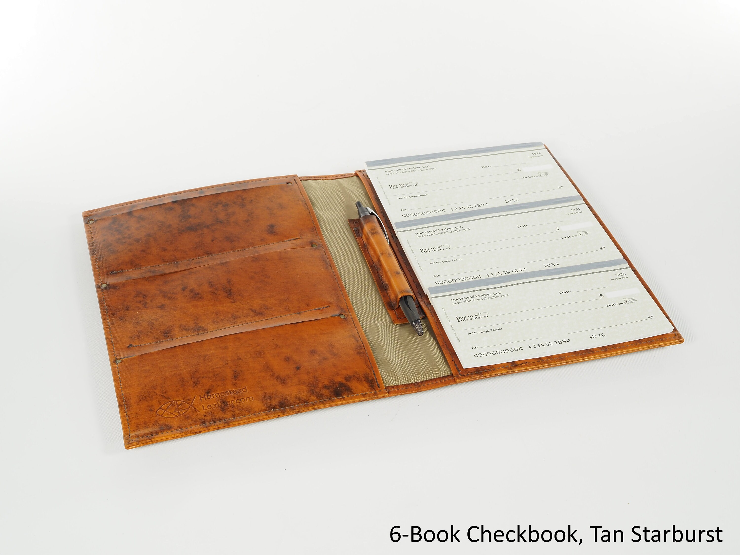 Leather 6Book Checkbook Cover Organizer