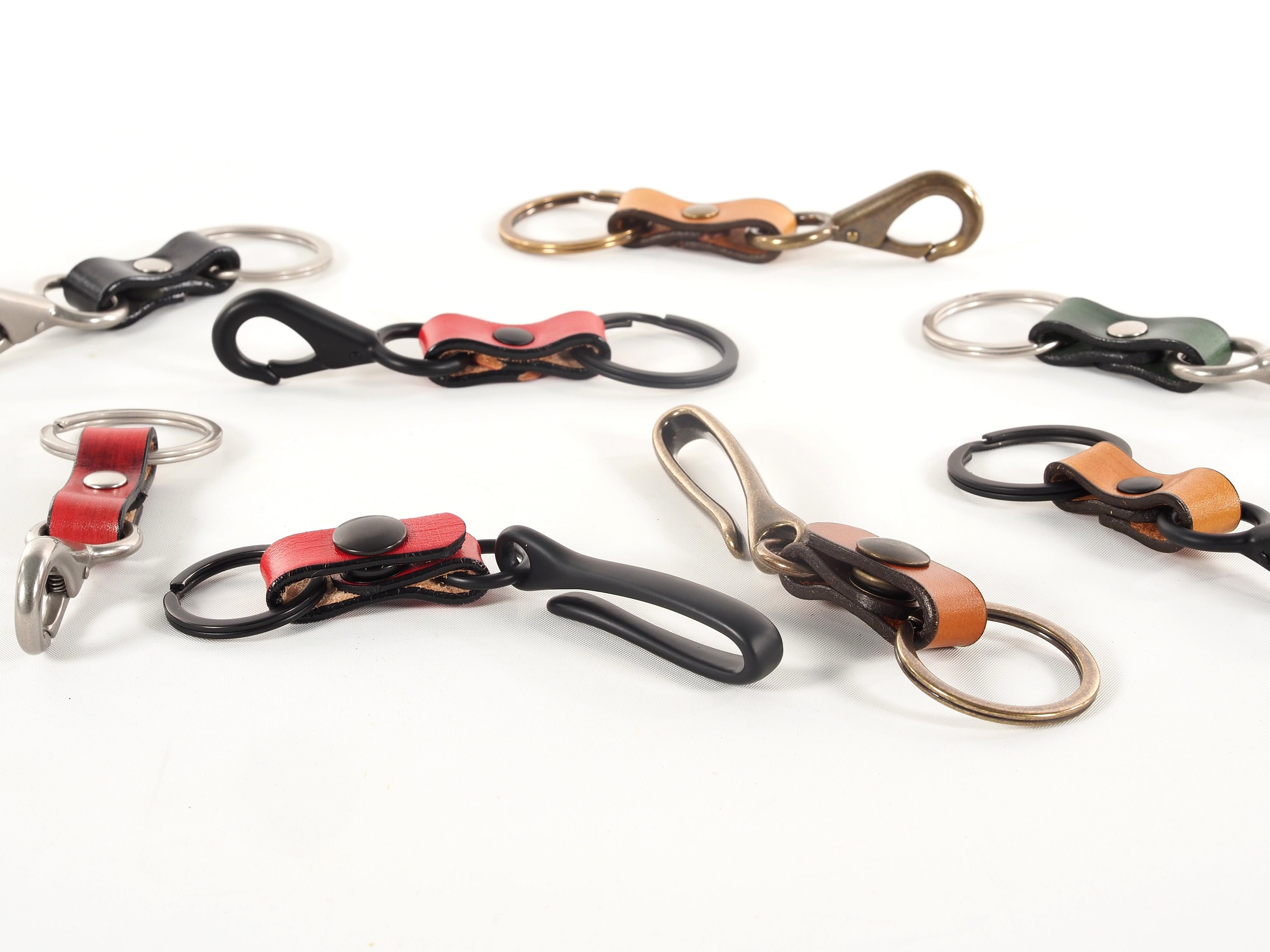 Leather Keychain, with Snap Hook or Japanese Fish Hook