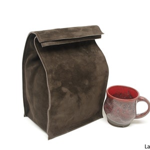 Leather Suede Lunch Bag Chocolate