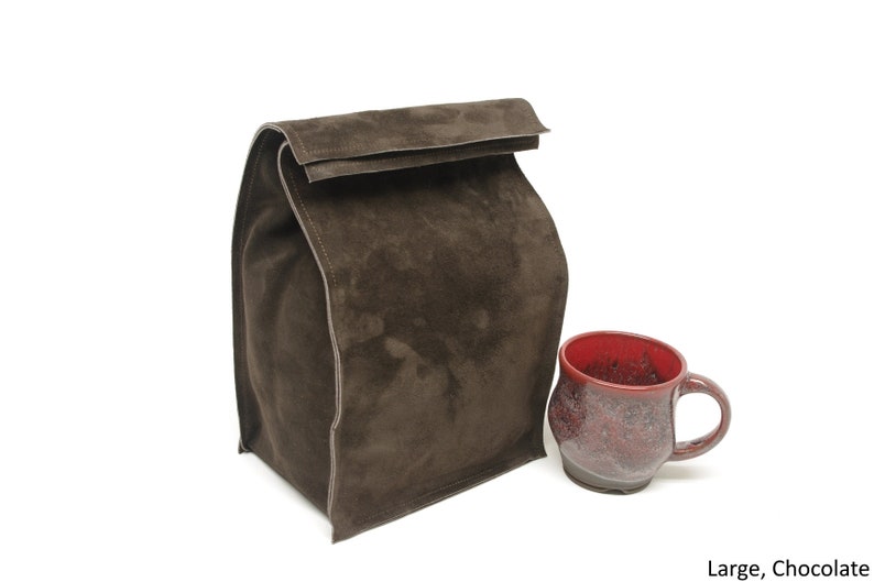 Leather Suede Lunch Bag Chocolate
