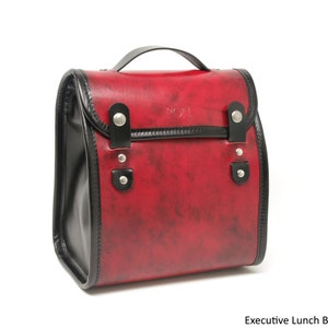 Executive Leather Lunch Bag with Waterproof Lining and Optional Insulation Red Starburst