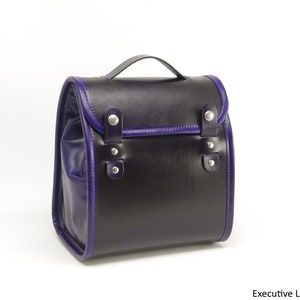 Executive Leather Lunch Bag with Waterproof Lining and Optional Insulation Purple