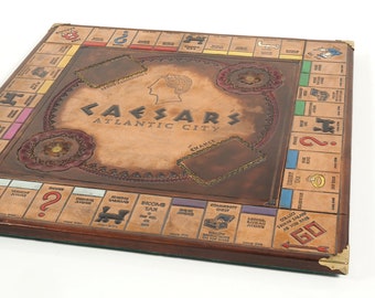 Leather Monopoly Board - Hand Dyed, Tooled & Painted - Caesars Atlantic City