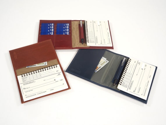 Leather TOP STUB Checkbook - with Optional Pen and Card Slots