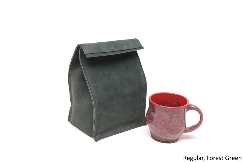 Leather Suede Lunch Bag Forest Green