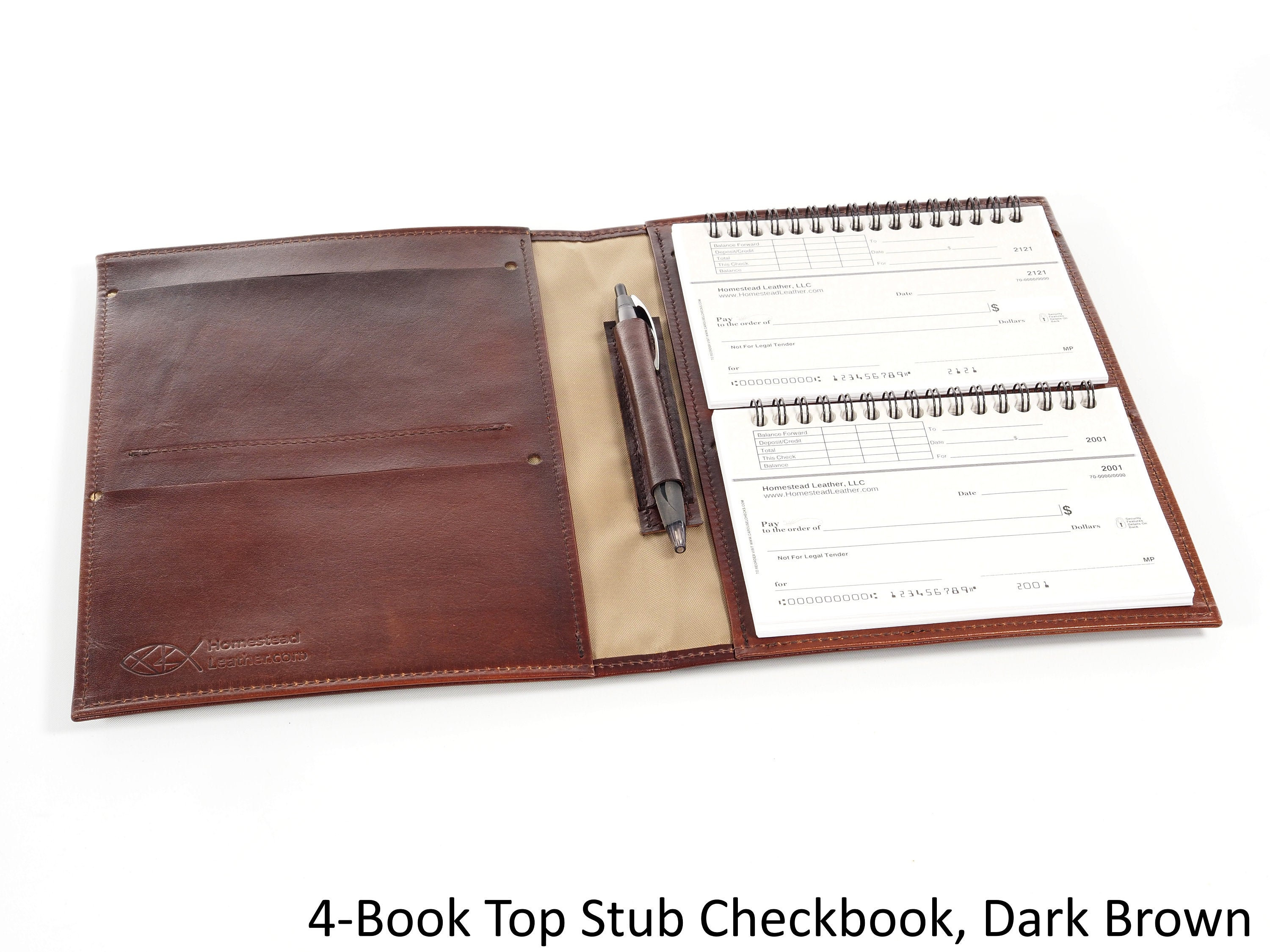 Leather 4Book TOP STUB Checkbook Organizer