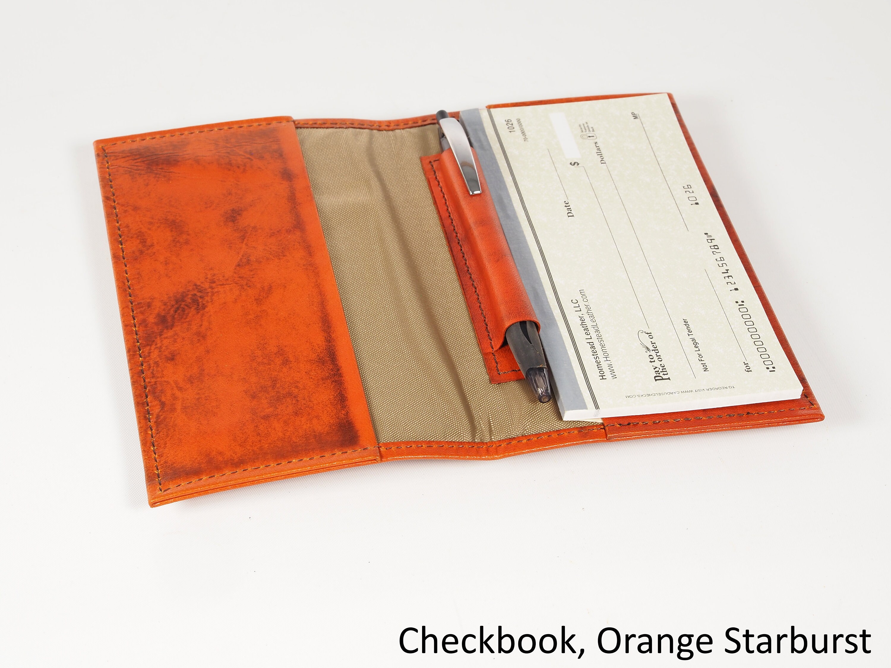 Leather Checkbook Cover, with Inside Pen Slot