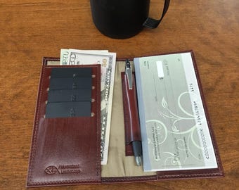 Leather Checkbook Wallet, with Pen Slot