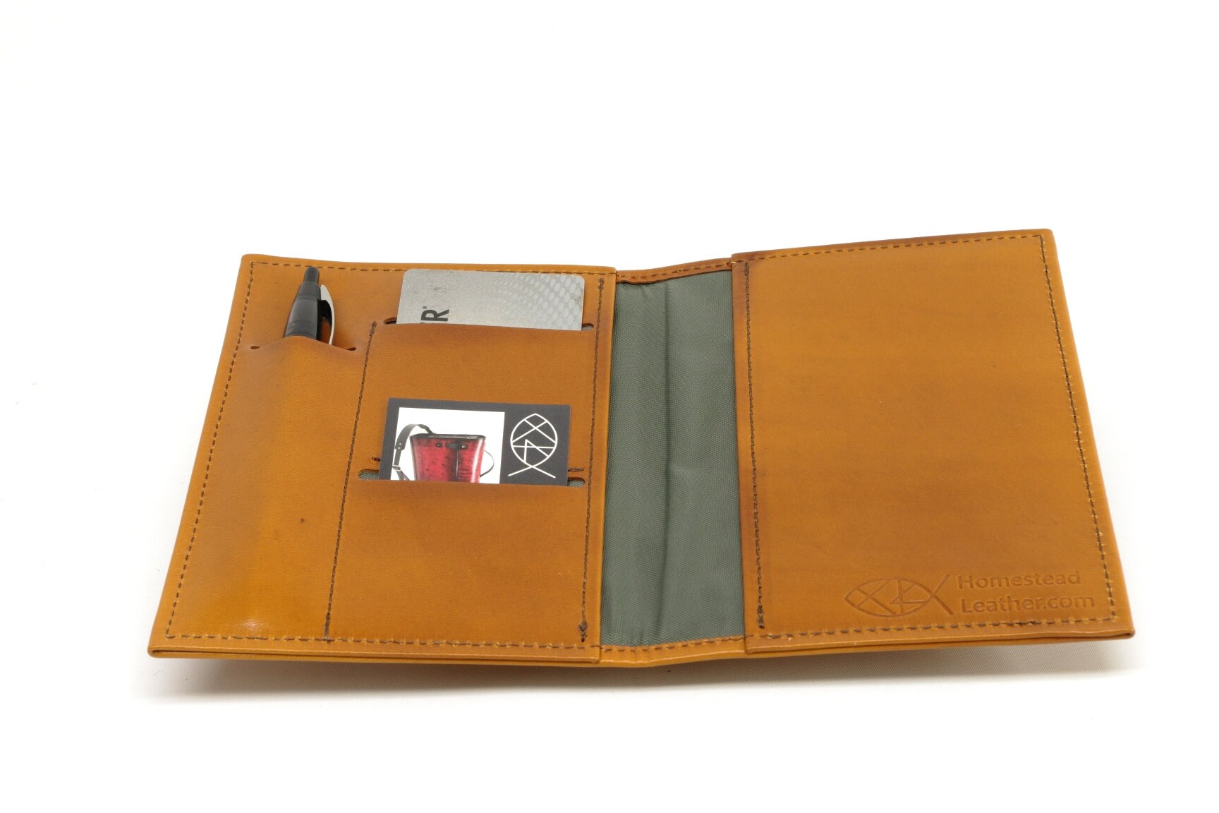 Leather Top Stub Checkbook / Card Wallet, with Pen Slot