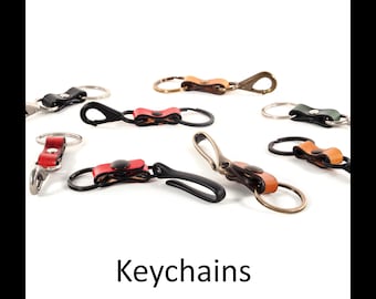Leren sleutelhanger, met karabijnhaak of Japanse vishaak