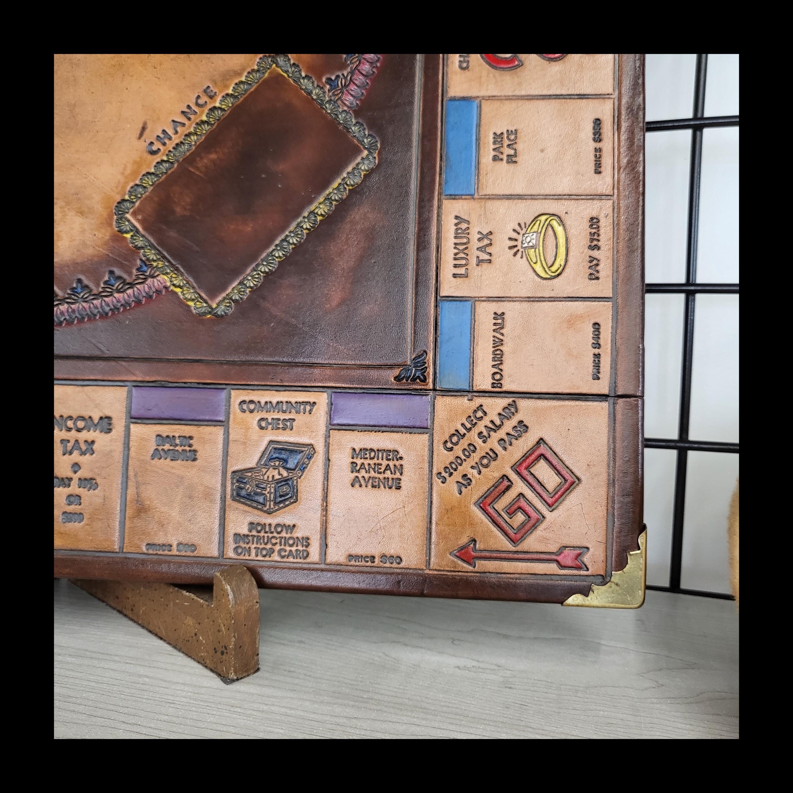 Hand Tooled Leather Monopoly Board - Caesars Atlantic City