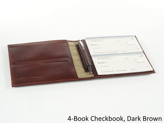 Leather Checkbook Organizer: 4-Book, 6-Book or 8-Book, for STANDARD sized checks