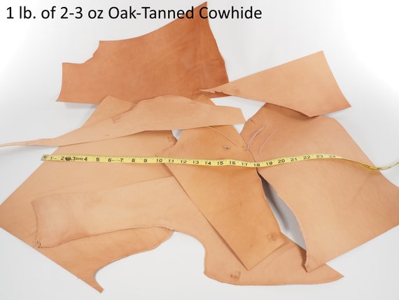 Natural Veg Tanned Leather Scraps - Sold by the Pound - 2-3 oz, 4-5 oz, 6-7 oz, 8-10 oz.