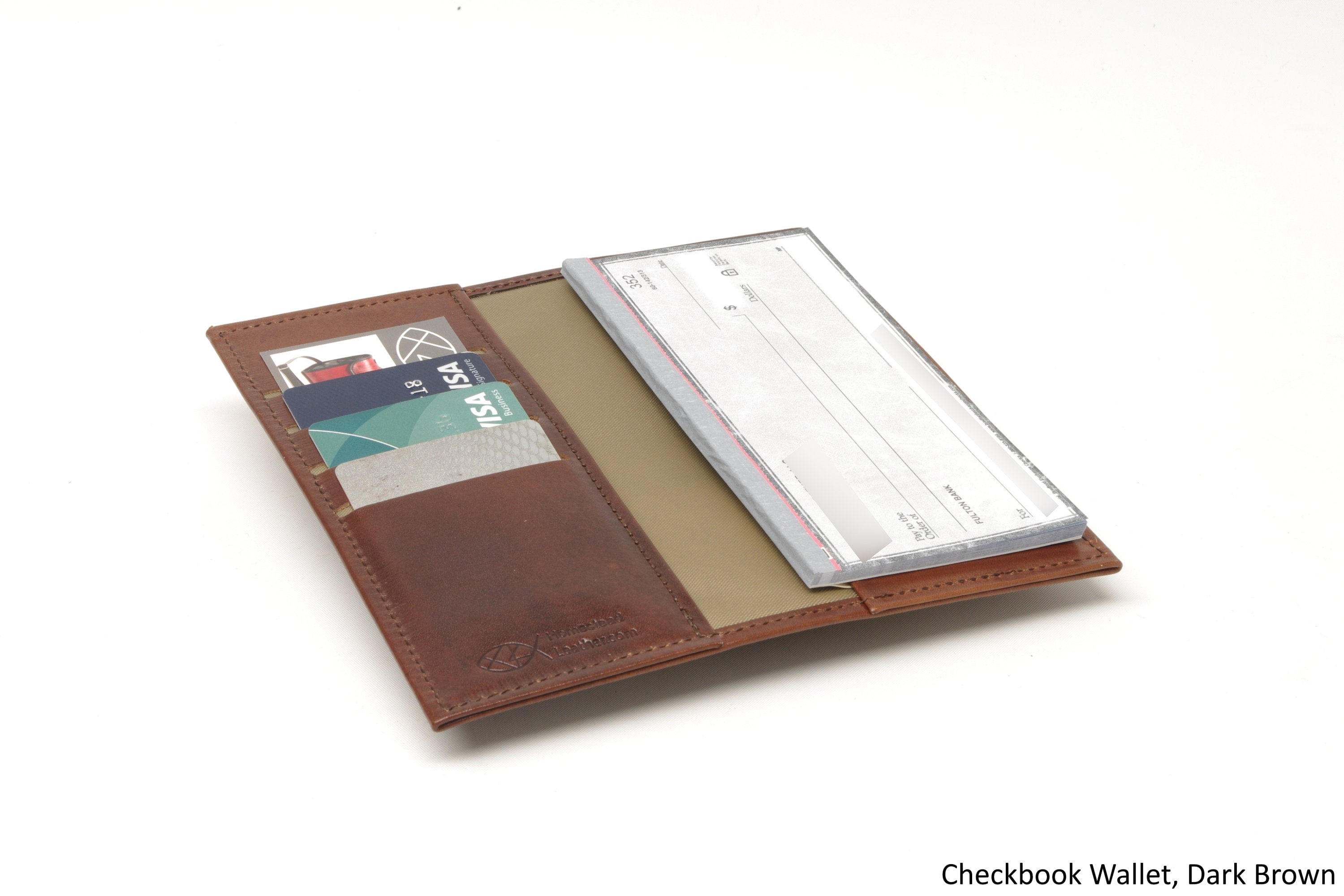 Leather Checkbook / Card Wallet, with Pen Slot