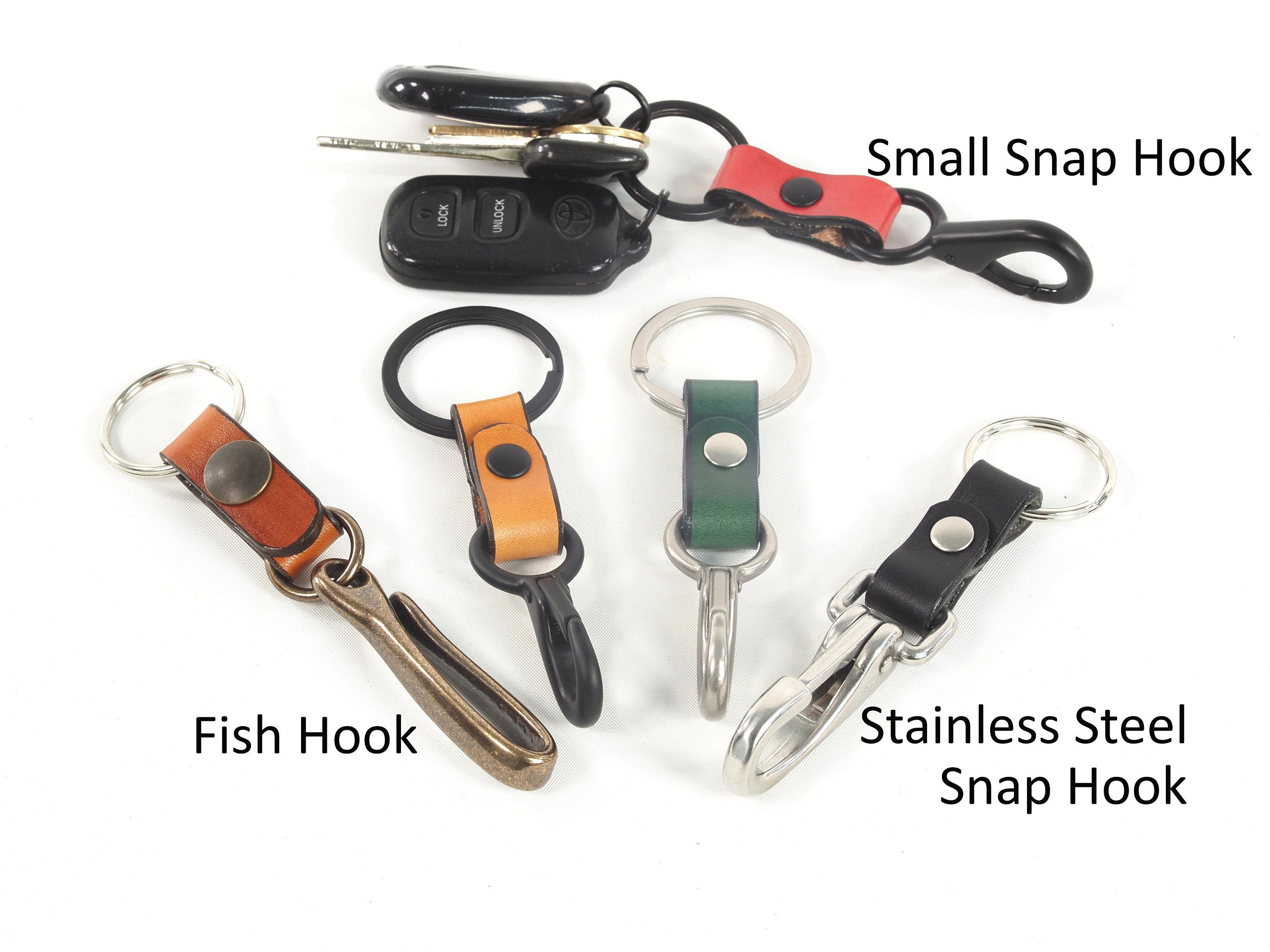 Genuine Leather Belt Clip Keychains Key Ring Holder With Brass Snap Hook Keyring 