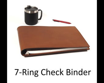 Leather 7 Ring BUSINESS SIZED Check Binder