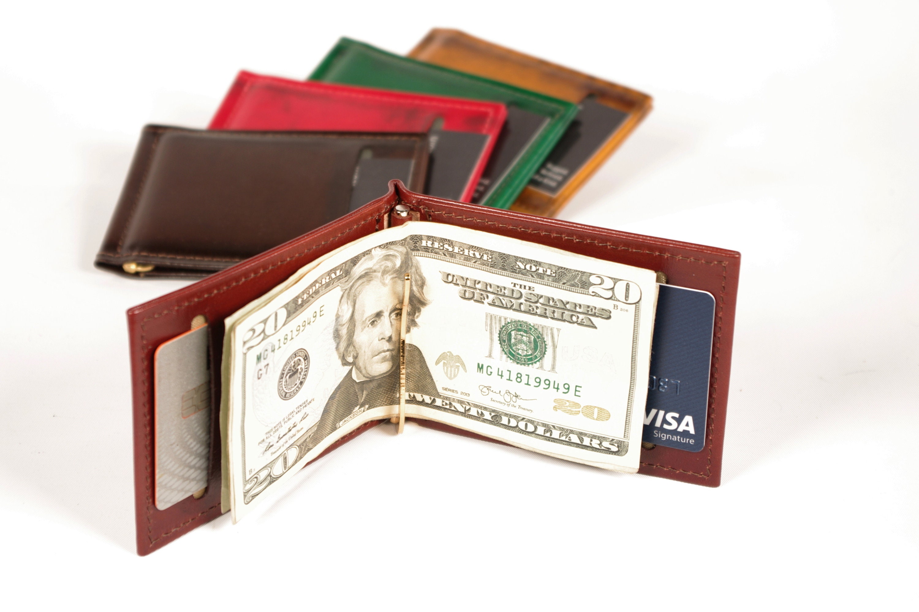Leather Money Clip Card Wallet