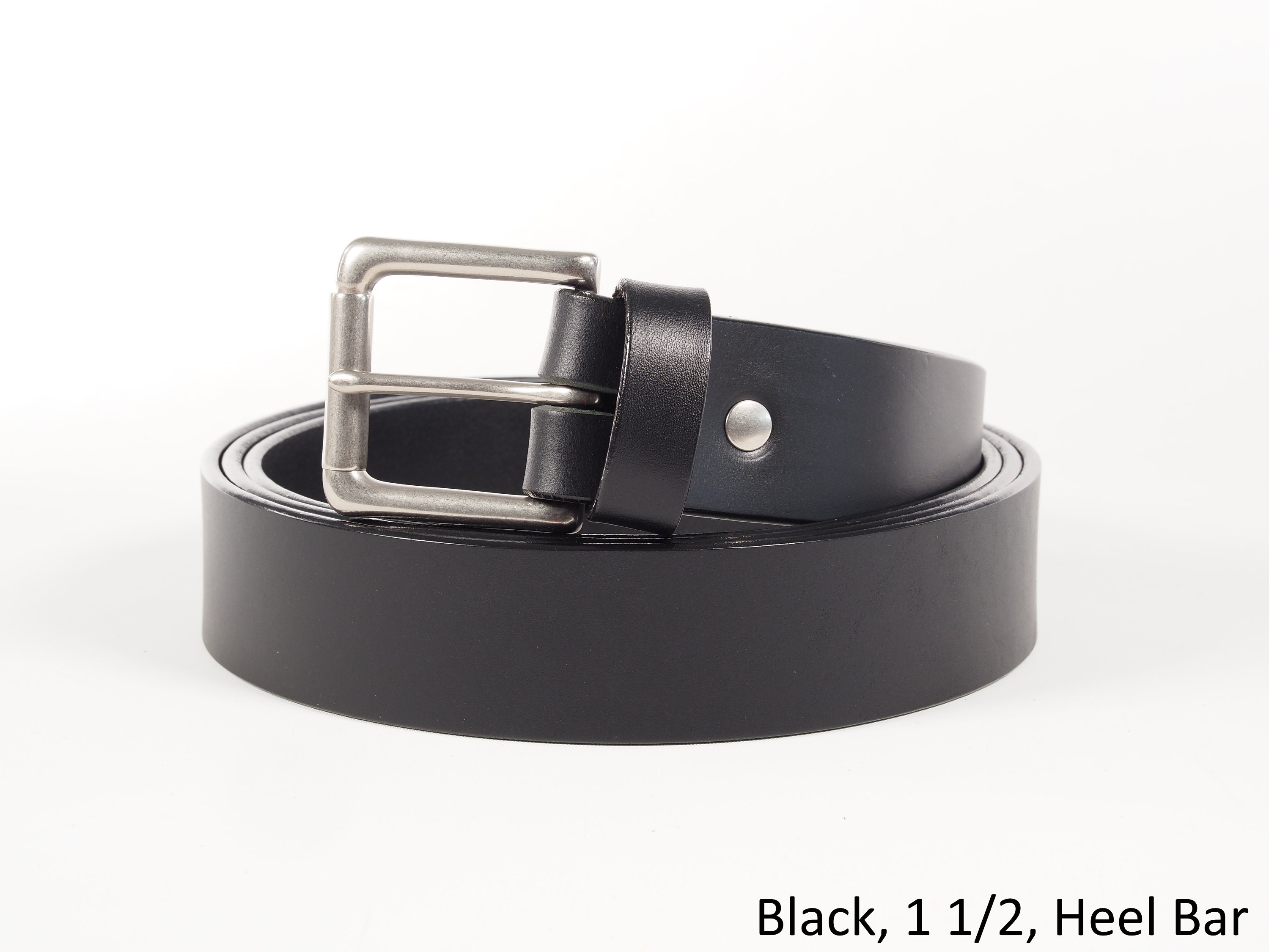 Men's 2 inch Black Leather Belt