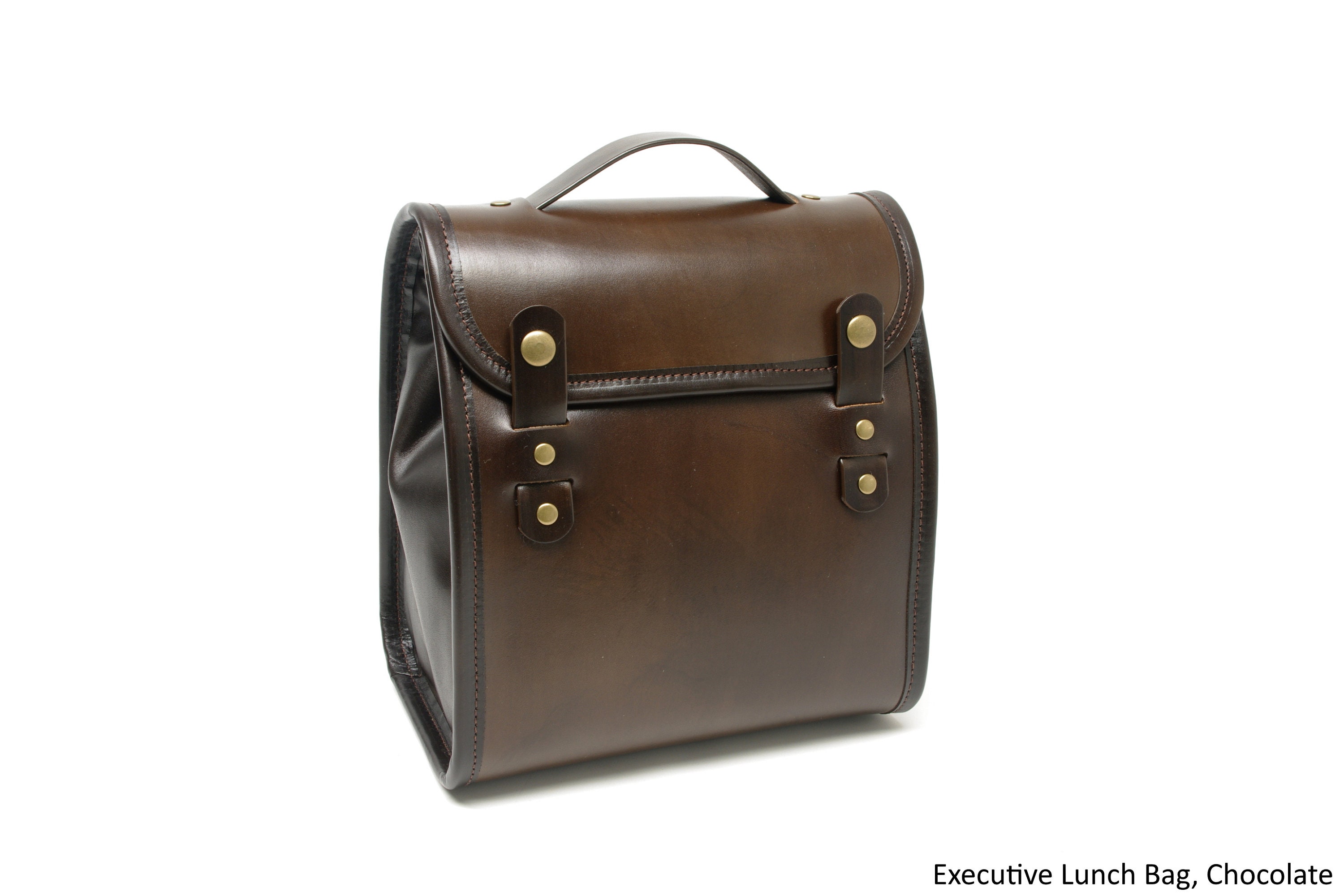 Executive Leather Lunch Bag with Waterproof Lining and Optional Insulation