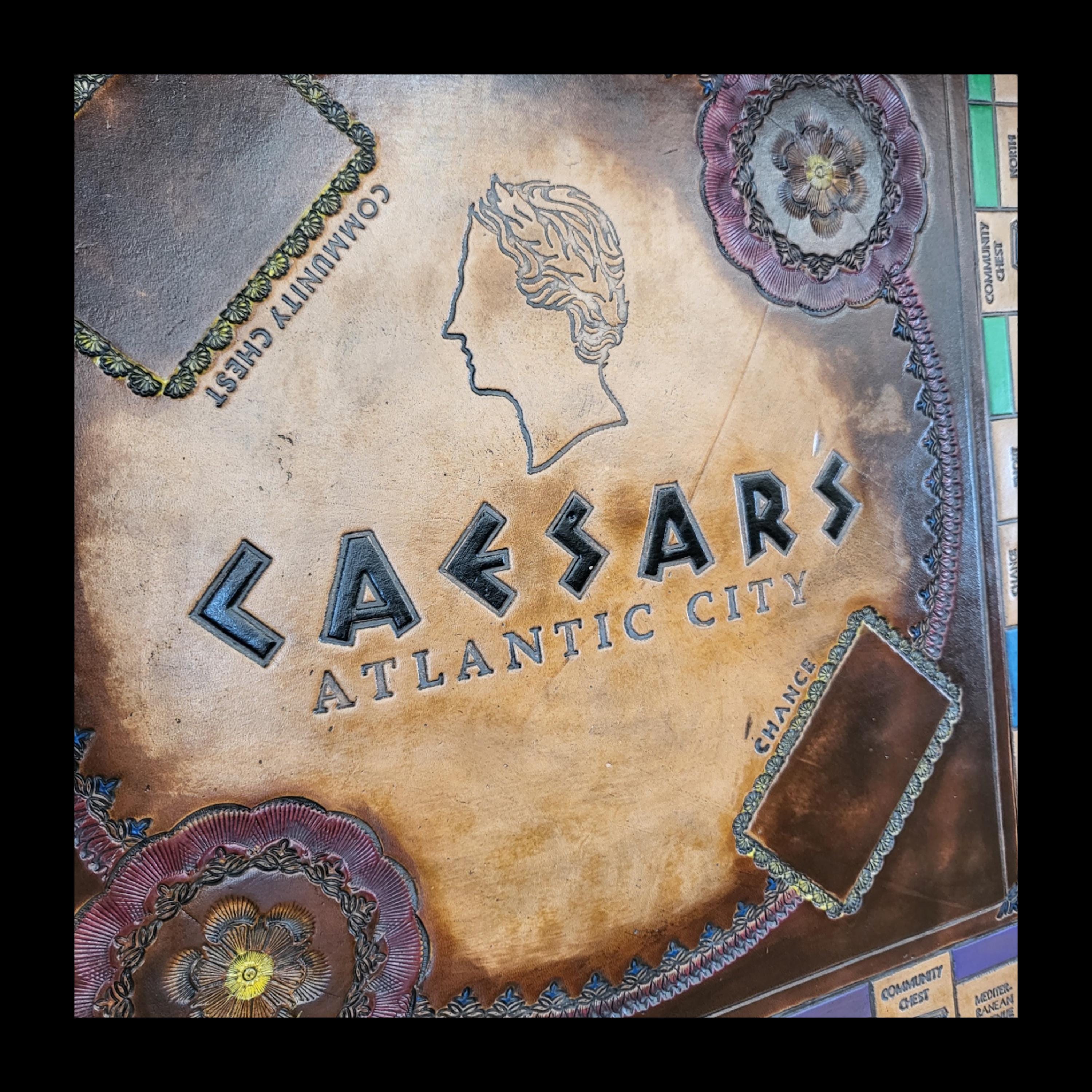Hand Tooled Leather Monopoly Board - Caesars Atlantic City