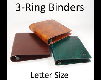 Leather 3 Ring Binder: Standard LETTER Size (8 1/2 x 11 inch)