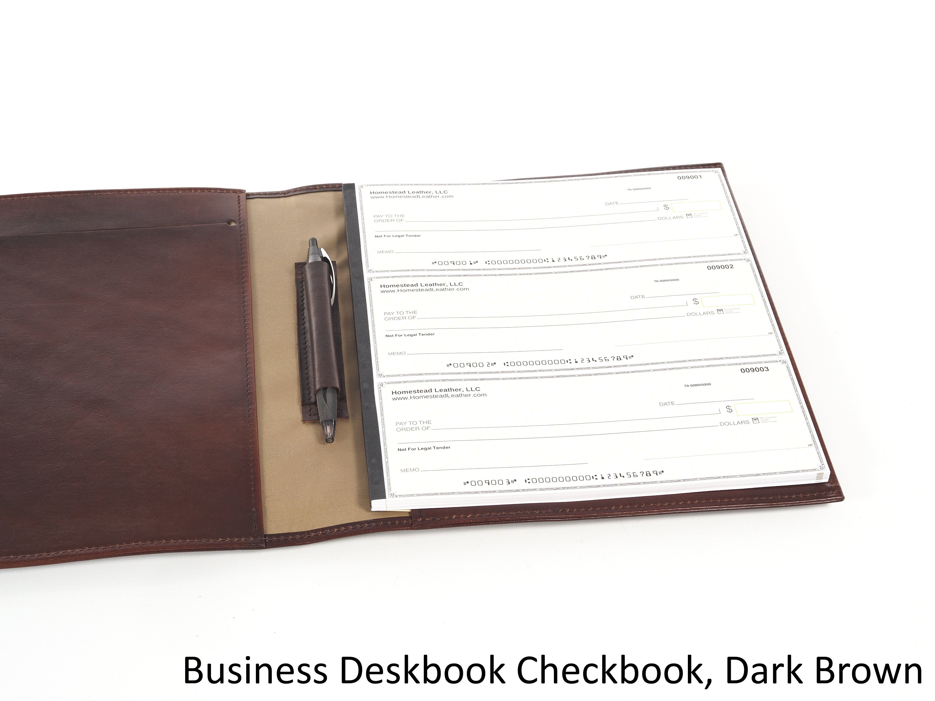 Leather BUSINESS Size DESKBOOK Checkbook Cover For 3toaPage Checks