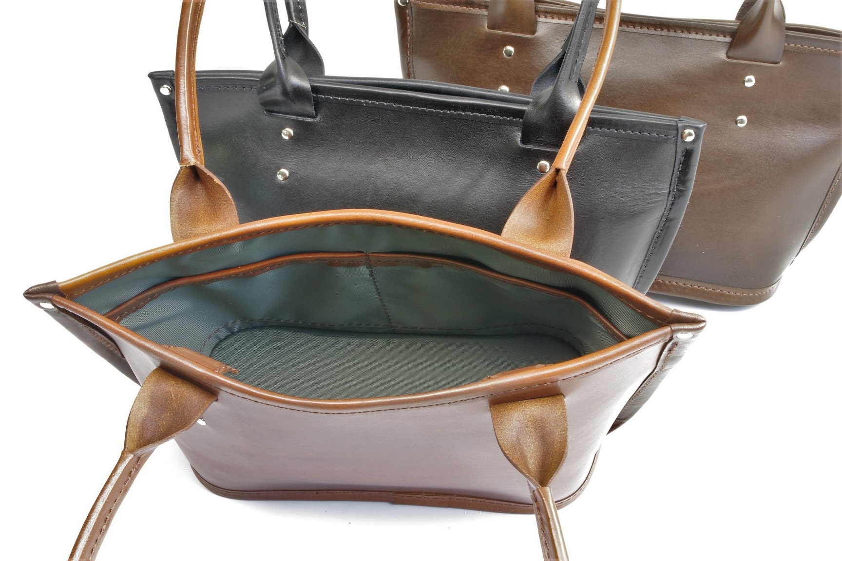 Small Leather Tote Handbag