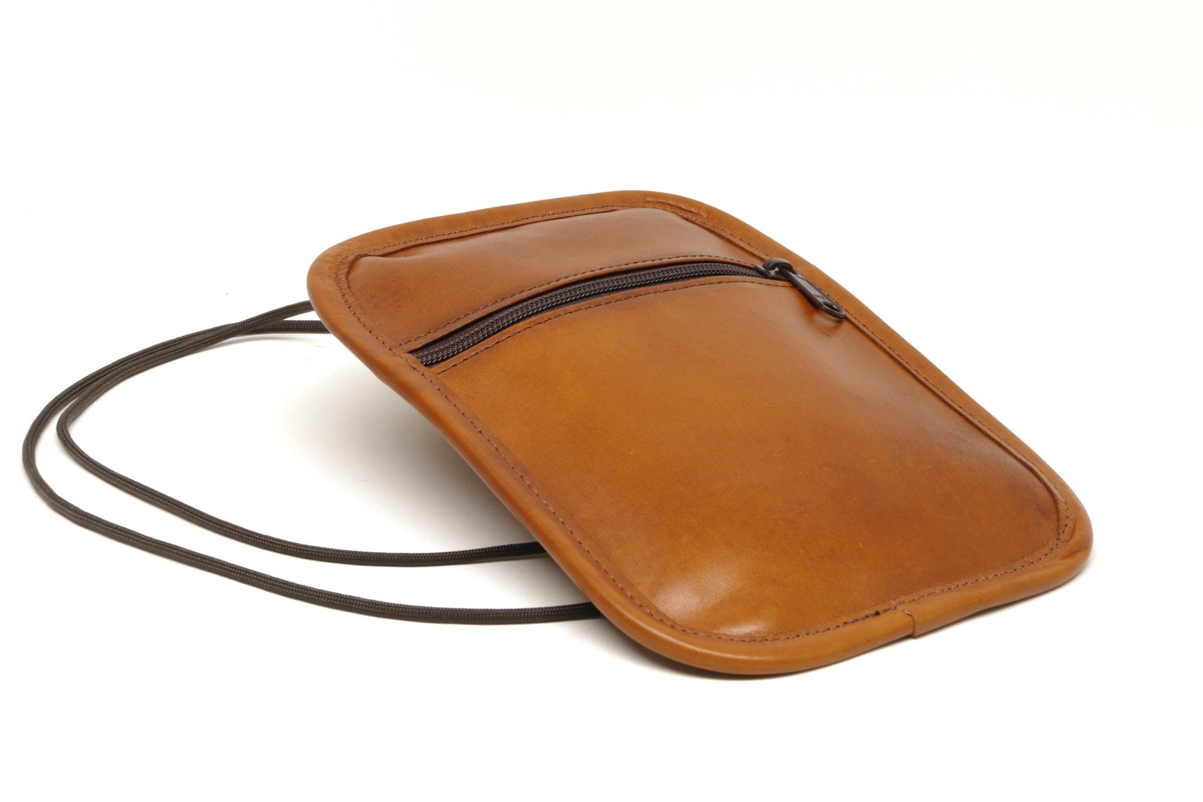 Leather Phone / Passport Flat String Bag
