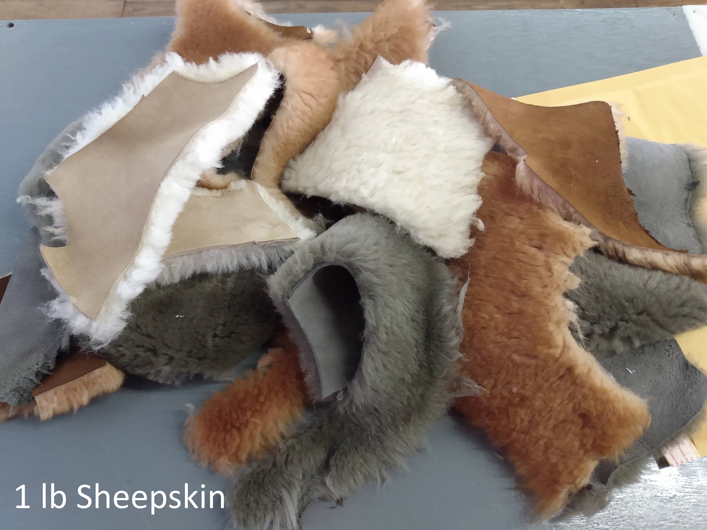 Sheepskin Shearling Remnant Scraps Approx. 1 lb