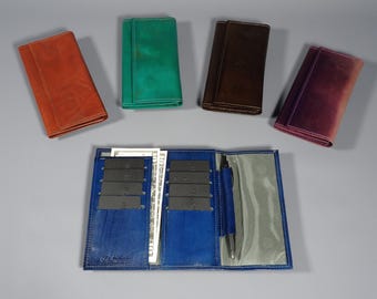 Leather Minimalist Long Magnetic Flap Wallet for Men and Women with Zipper Pocket