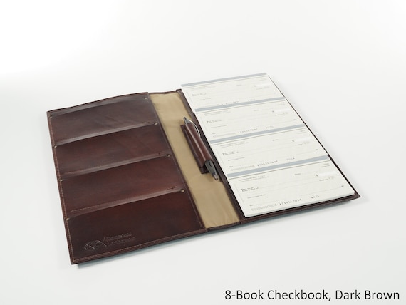 Leather Checkbook Organizer: 4-Book, 6-Book or 8-Book, for STANDARD sized checks