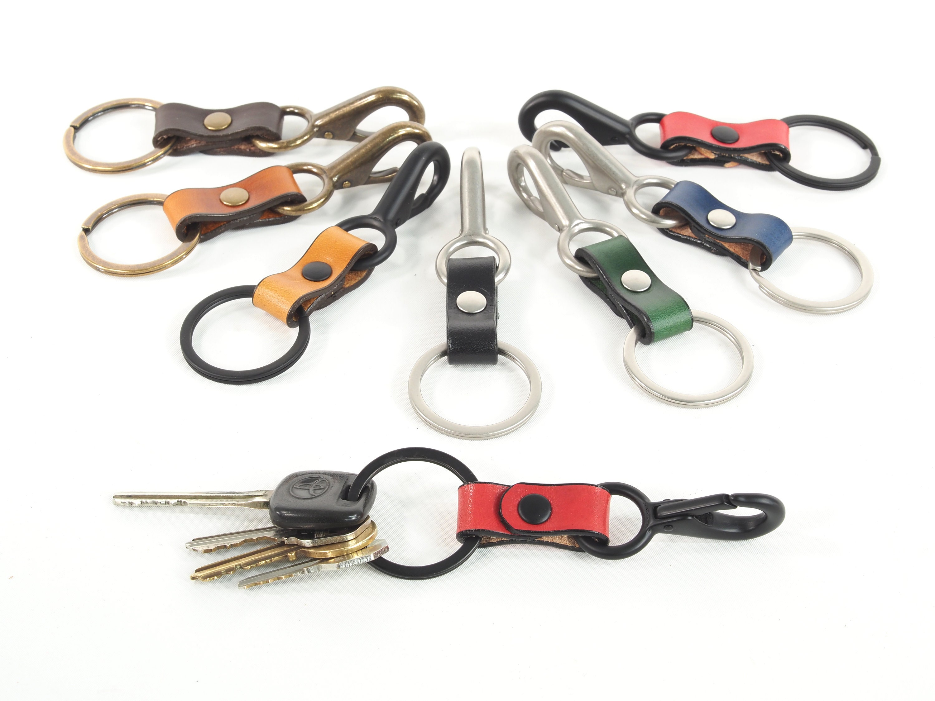 Leather Keychain, with Snap Hook or Japanese Fish Hook