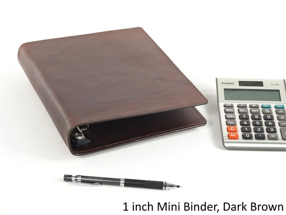 Leather 3 Ring Binder - MINI SIZE - 1 inch - (for 5 1/2 x 8 1/2 inch Sheets)