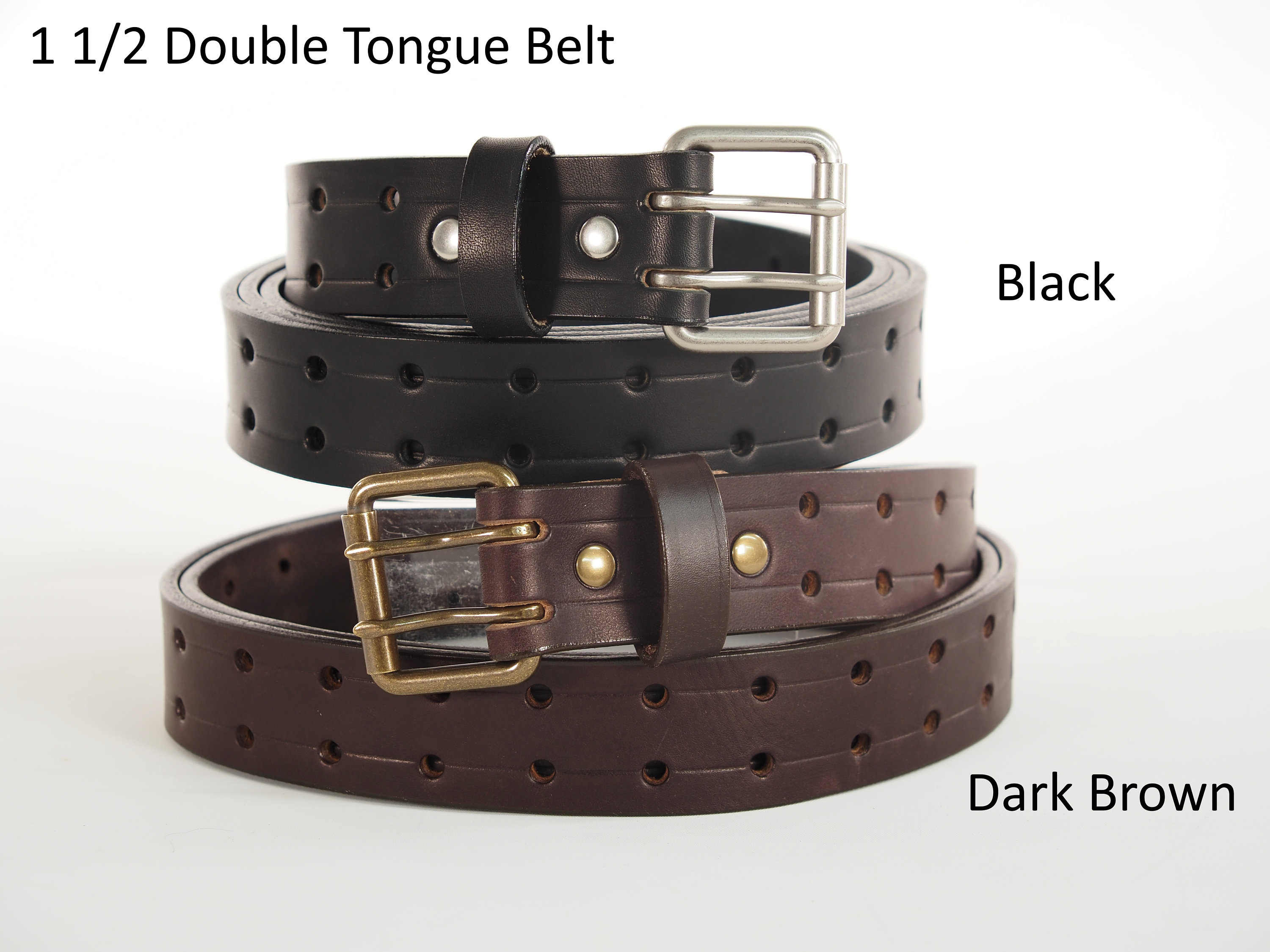 Double-tongue Bridle Leather Belt 1 1/2 Inch 