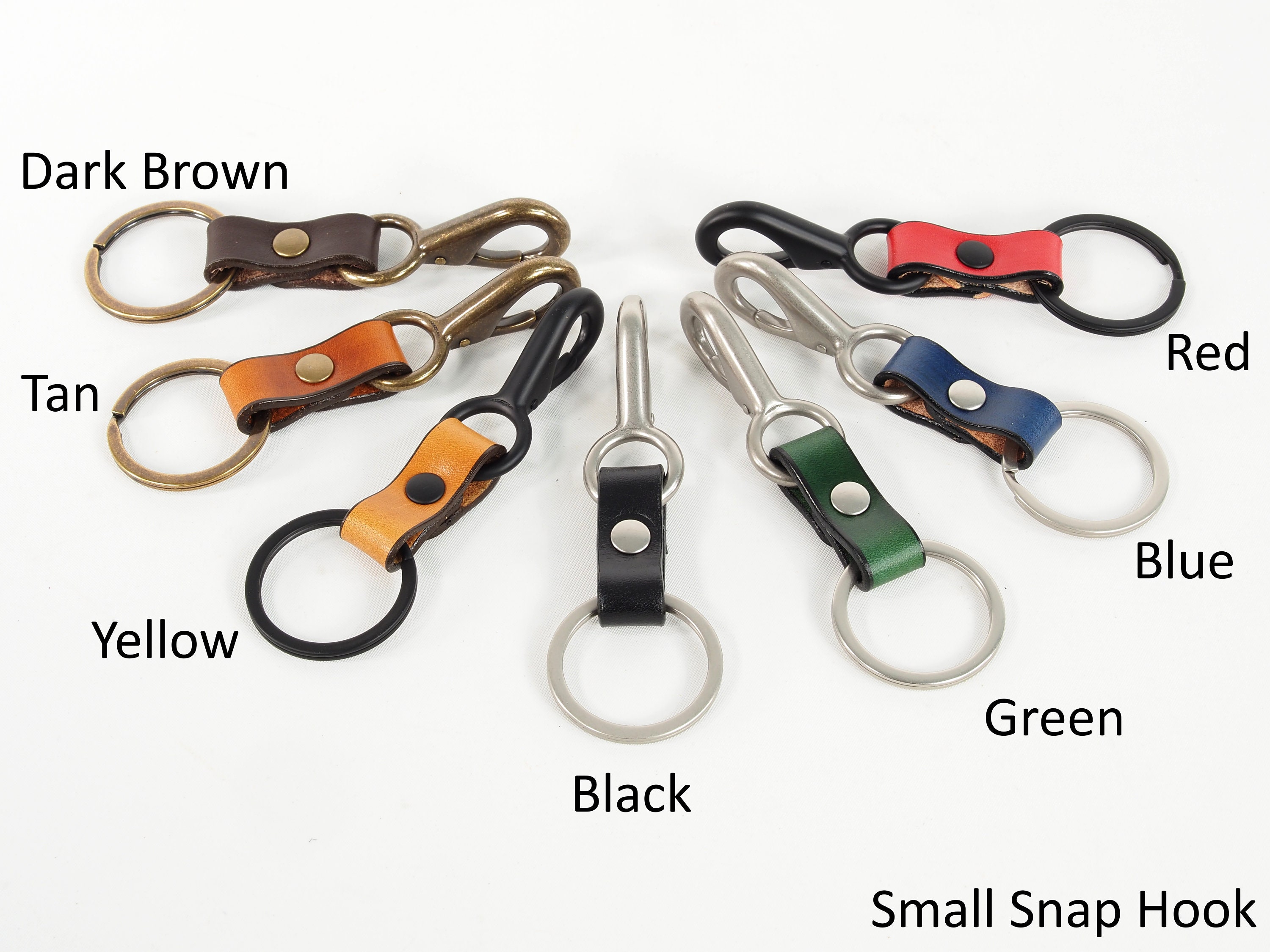 Leather Keychain, with Snap Hook or Japanese Fish Hook