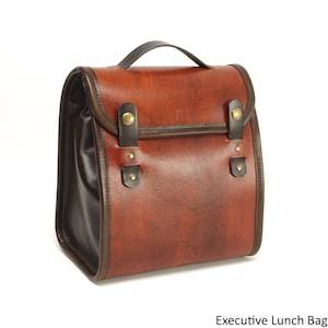 Executive Leather Lunch Bag with Waterproof Lining and Optional Insulation Tan Starburst