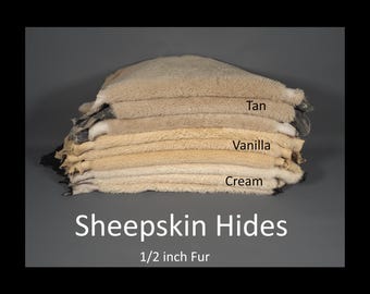Sheepskin Shearling Hides: 1/2 inch Fur