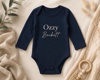 Personalized Bamboo Baby Onesie | Custom Long Sleeve Infant Bodysuit | Boutique Baby Gift